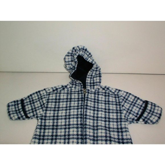 Miniwear Baby's Unisex 1 Piece Hooded Zipup Winter Plaid Blue/White Size 0-3 Mos - Picture 6 of 12